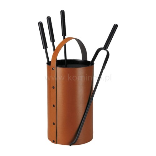ArtFuego ZK-7012 Zestaw kominkowy, walec z rączką, ekoskóra brązowa