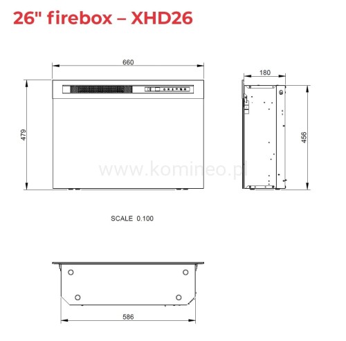 DIMPLEX Wkład elektryczny 26 Firebox XHD schemat