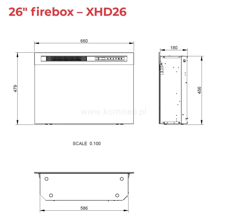 DIMPLEX Wkład elektryczny 26 Firebox XHD schemat