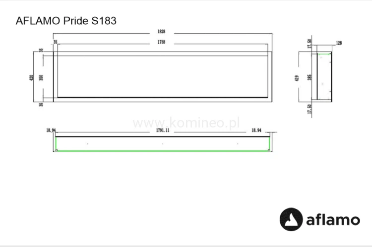 Kominek elektryczny AFLAMO PRIDE S183 schemat