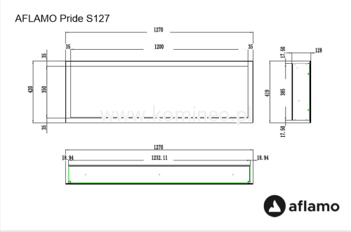 Kominek elektryczny AFLAMO PRIDE S127 schemat