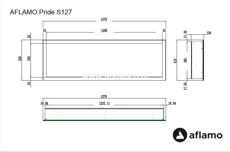Kominek elektryczny AFLAMO PRIDE S127 schemat