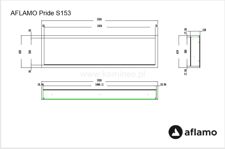 Kominek elektryczny AFLAMO PRIDE S153 schemat