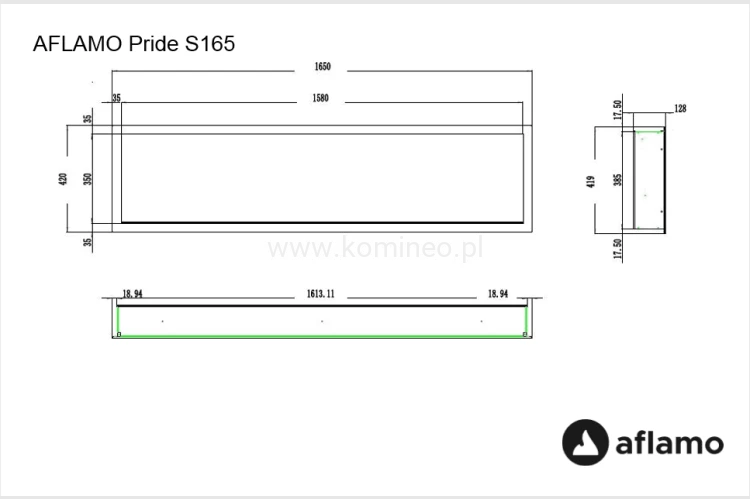 Kominek elektryczny AFLAMO PRIDE S165 schemat