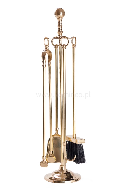 ArtFuego ZK-192 Zestaw kominkowy z mosiądzu, POŁYSK, rączka pierścień
