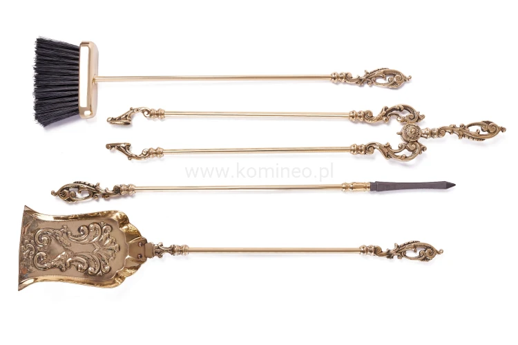 ArtFuego ZK-043 Zestaw kominkowy z mosiądzu, barokowe złoto