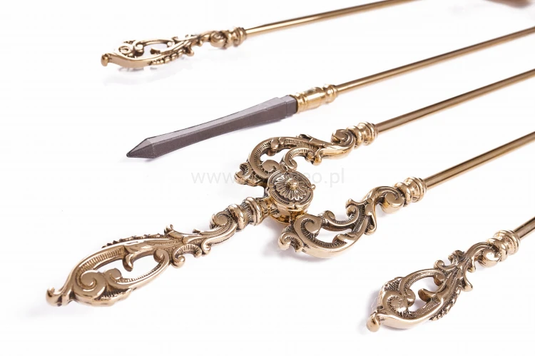 ArtFuego ZK-043 Zestaw kominkowy z mosiądzu, barokowe złoto