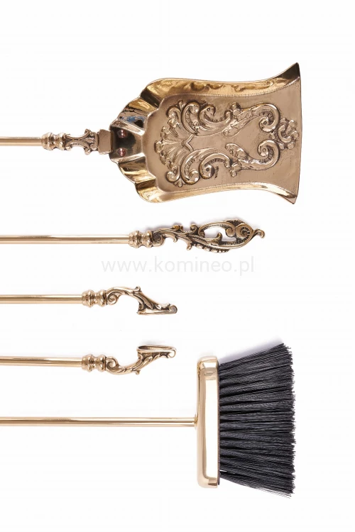ArtFuego ZK-043 Zestaw kominkowy z mosiądzu, barokowe złoto