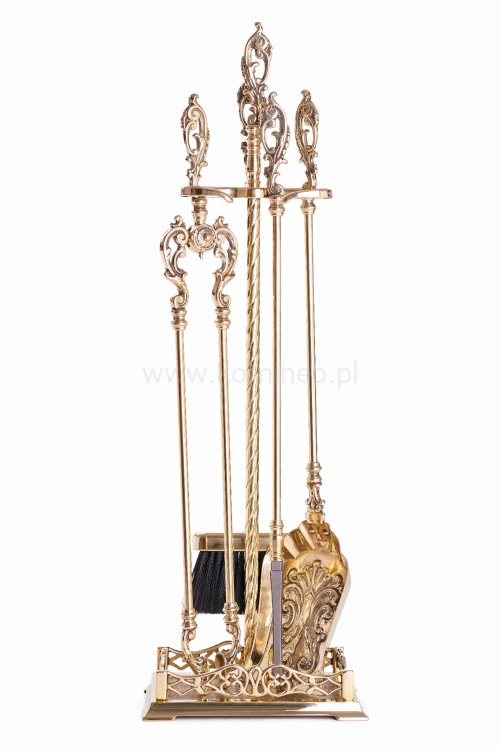 ArtFuego ZK-043 Zestaw kominkowy z mosiądzu, barokowe złoto