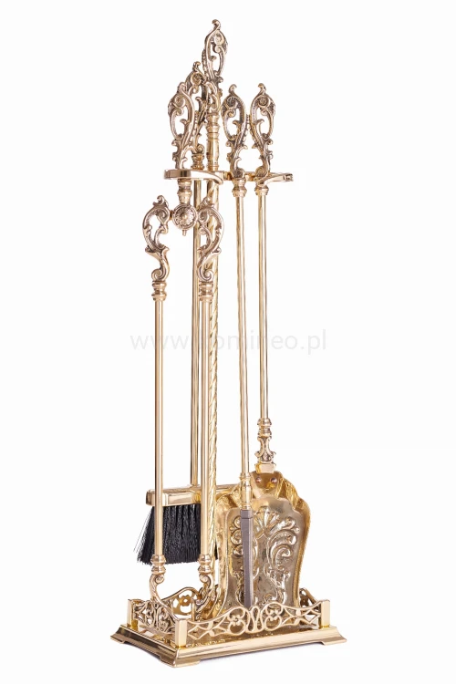 ArtFuego ZK-043 Zestaw kominkowy z mosiądzu, barokowe złoto