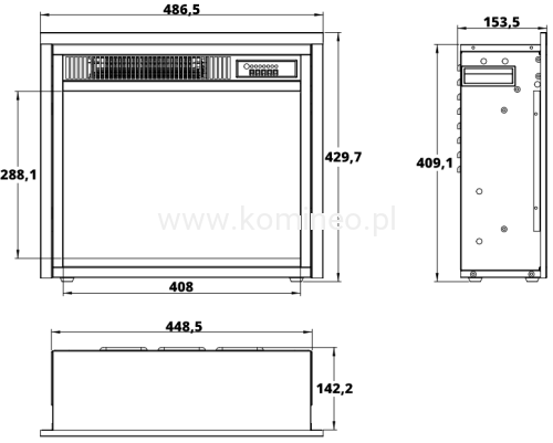 Elektryczny wkład kominkowy AFLAMO LED 40 schemat