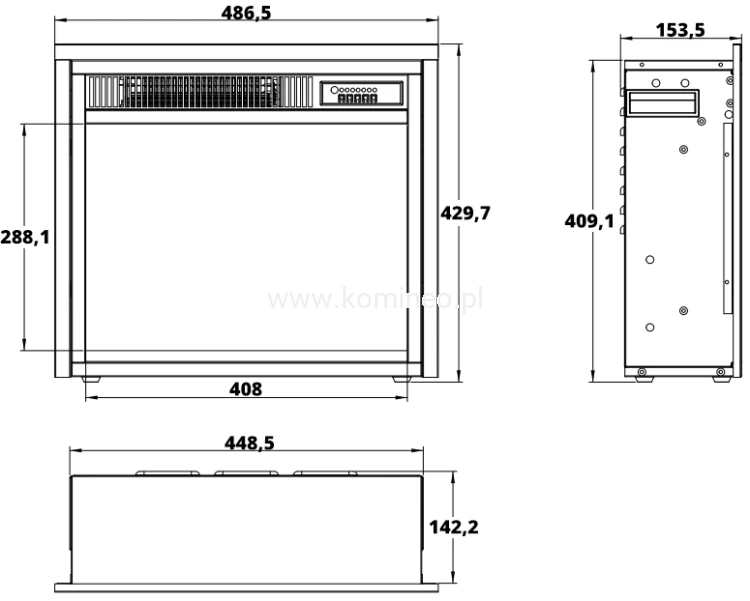 Elektryczny wkład kominkowy AFLAMO LED 40 schemat