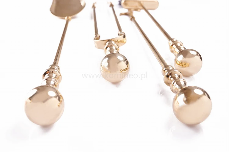 ArtFuego ZK-129 Zestaw kominkowy z mosiądzu, POŁYSK, rączka kula