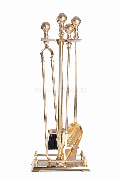 ArtFuego ZK-129 Zestaw kominkowy z mosiądzu, POŁYSK, rączka kula