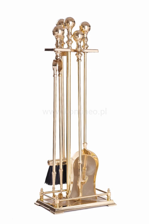 ArtFuego ZK-129 Zestaw kominkowy z mosiądzu, POŁYSK, rączka kula