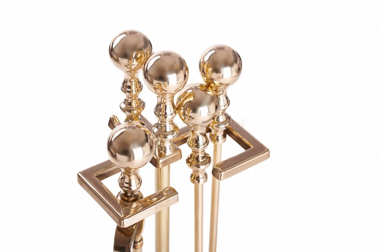 ArtFuego ZK-129 Zestaw kominkowy z mosiądzu, POŁYSK, rączka kula