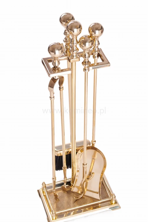 ArtFuego ZK-129 Zestaw kominkowy z mosiądzu, POŁYSK, rączka kula