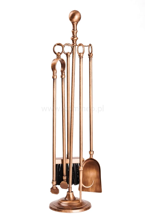 ArtFuego ZK-192-P Zestaw kominkowy z mosiądzu, PATYNA, rączka pierścień