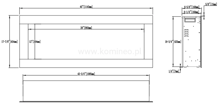 Kominek elektryczny AFLAMO DIAMOND 115 schemat