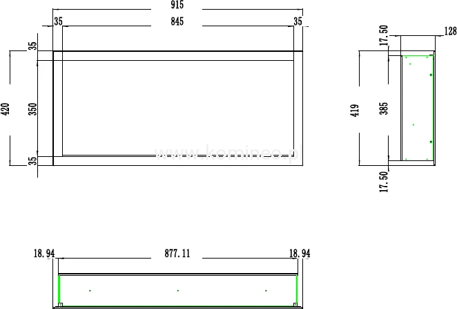 Kominek elektryczny AFLAMO PRIDE S92 schemat
