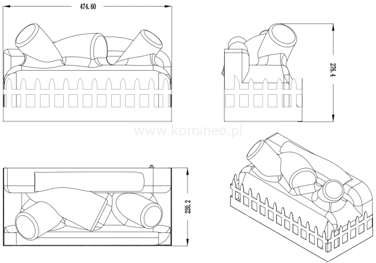 Palenisko elektryczne AFLAMO LOG schemat