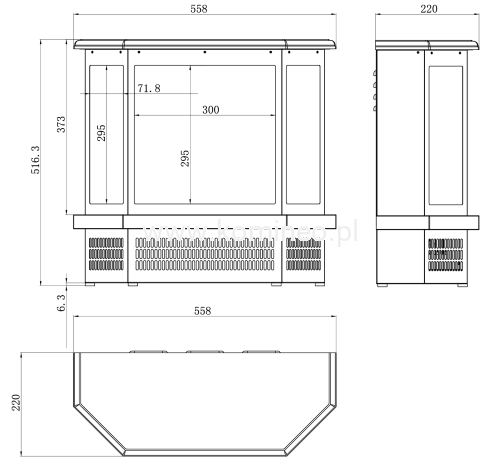 Kominek elektryczny wolnostojący AFLAMO CORTEZ schemat