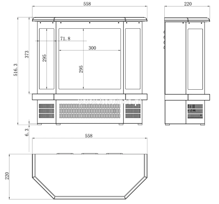 Kominek elektryczny wolnostojący AFLAMO CORTEZ schemat