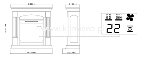 DIMPLEX MILANO CAMPANA orzech Kominek elektryczny schemat