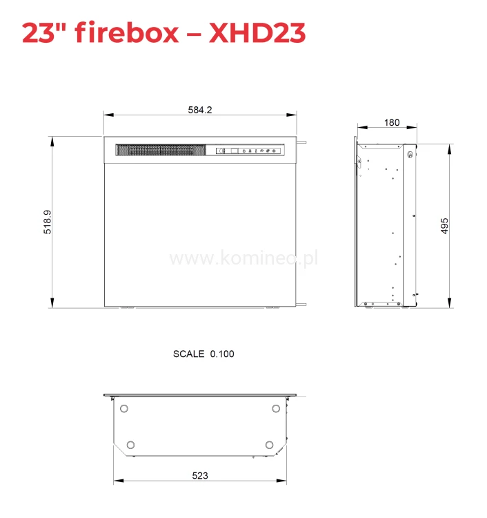 DIMPLEX Wkład elektryczny 23 Firebox XHD - schemat