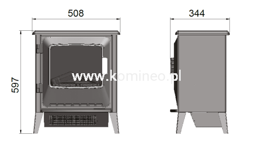 DIMPLEX LUCIA Kominek elektryczny wolnostojący - schemat