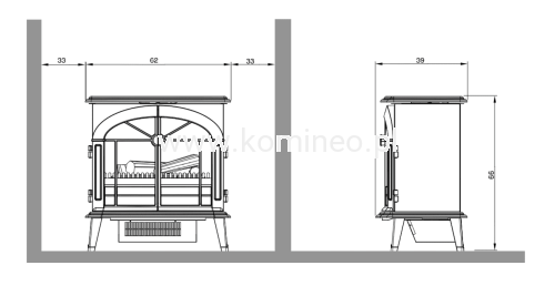 DIMPLEX STOCKBRIDGE Optimyst Kominek elektryczny 3D schemat