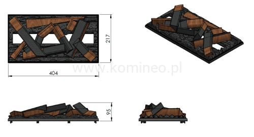 DIMPLEX Kaseta elektryczna 400600 LED 3D Optimyst z polanami 400 schemat