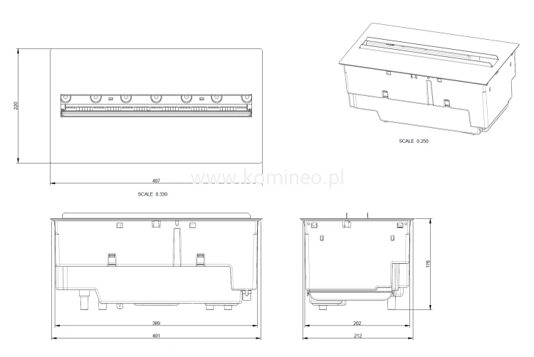 DIMPLEX Kaseta elektryczna 400-600 LED 3D Optimyst schemat