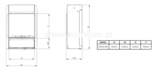 DIMPLEX Engine 56-600 BLACK Optimyst Wkład elektryczny 3D schemat