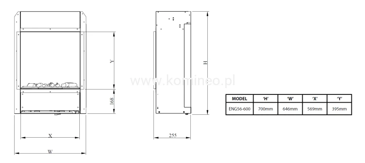 DIMPLEX Engine 56-600 B z cegiełkami Optimyst z cegiełkami