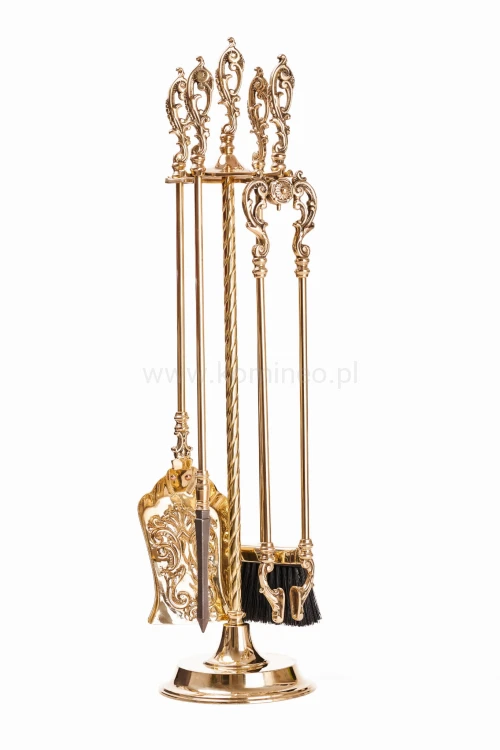 ArtFuego ZK-042 Zestaw kominkowy z mosiądzu, barokowe złoto