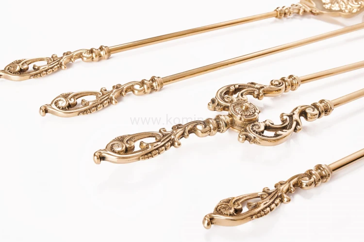 ArtFuego ZK-042 Zestaw kominkowy z mosiądzu, barokowe złoto