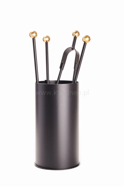 ArtFuego Z-3121-2-CZMO Zestaw kominkowy ze stali, czarny, kubełek, rączki mosiężne