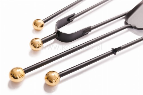 ArtFuego Z-3121-2-CZMO Zestaw kominkowy ze stali, czarny, kubełek, rączki mosiężne