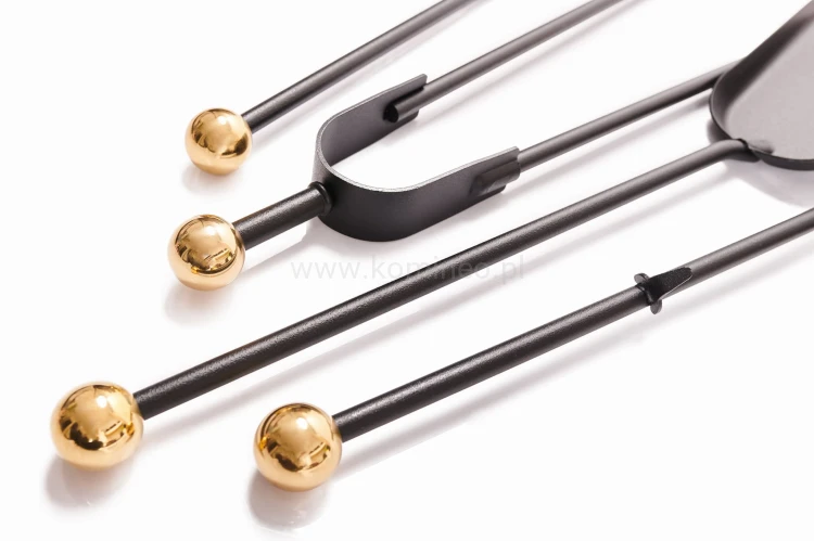 ArtFuego Z-3121-2-CZMO Zestaw kominkowy ze stali, czarny, kubełek, rączki mosiężne