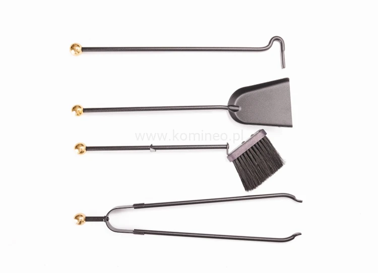 ArtFuego Z-3121-2-CZMO Zestaw kominkowy ze stali, czarny, kubełek, rączki mosiężne