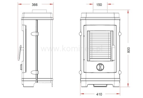 Piec kominkowy INVICTA REMILLY 6013-84 schemat