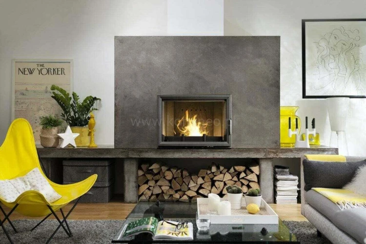 Wkład kominkowy żeliwny INVICTA 9281-85 Grande Vision aranżacja