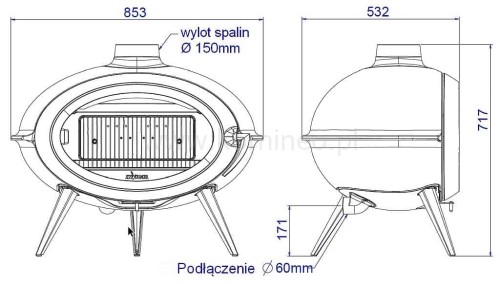 INVICTA BIO 6481-44 Piec kominkowy żeliwny schemat