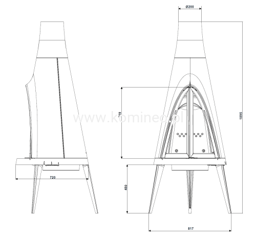 INVICTA POW-WOW 9152-44 Piec kominkowy żeliwny schemat
