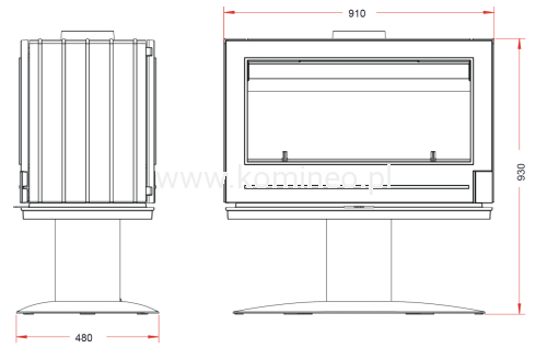 INVICTA NELSON 9129-44 Piec kominkowy żeliwny schemat