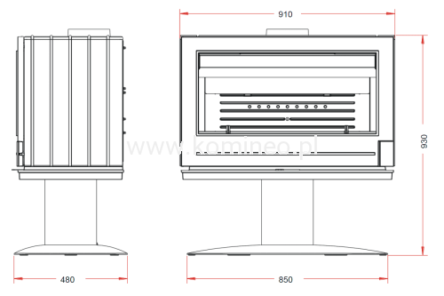 INVICTA ELTON 9127-44 Piec kominkowy żeliwny schemat