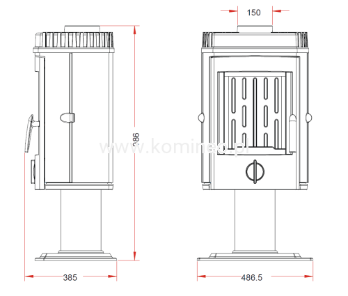 INVICTA MESNIL 6136-44 Piec kominkowy żeliwny schemat
