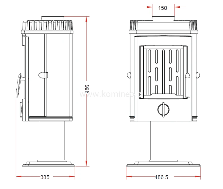 INVICTA MESNIL 6136-44 Piec kominkowy żeliwny schemat