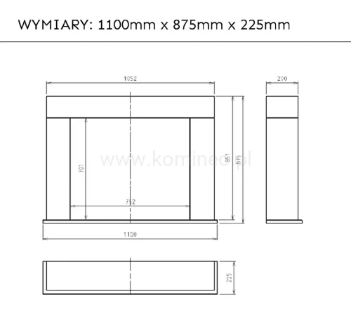 Biokominek portalowy SIMPLEportal 2 BIAŁY schemat